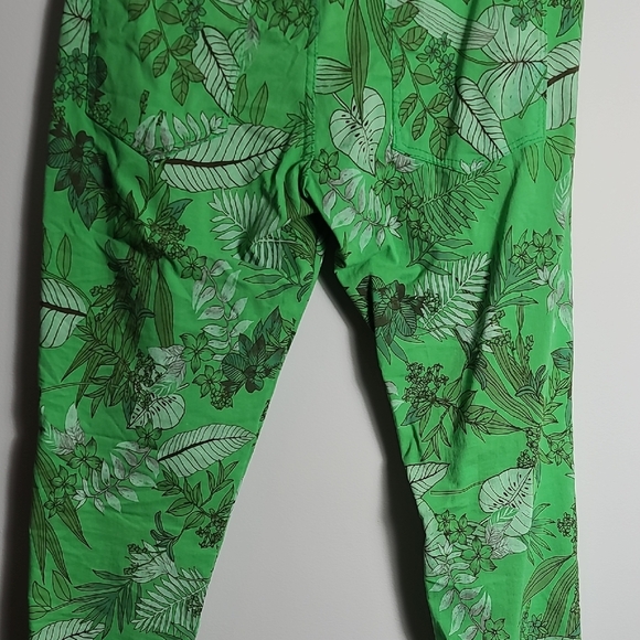Venti6 Crinkle Green Tropical Print Jogger Drawstring Waist Pants Size Small - Picture 12 of 16
